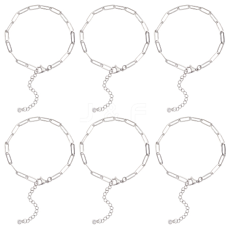 12Pcs 304 Stainless Steel Paperclip Chains Bracelets BJEW-SC0001-40-1