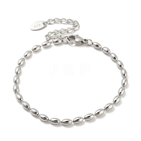 201 Stainless Steel Rugby Beaded Chain Bracelets BJEW-G696-01B-P-1
