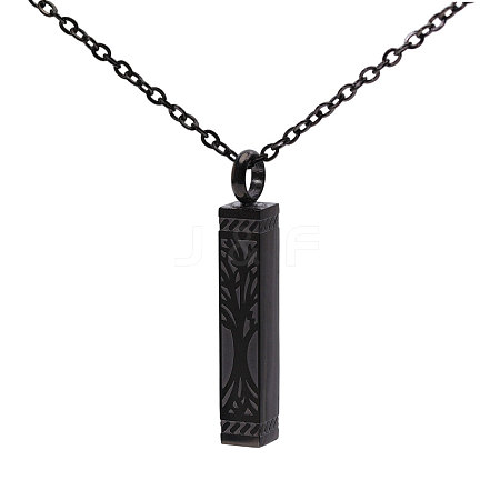 304 Stainless Steel Rectangle with Tree of Life Pendant Urn Ashes Necklaces NJEW-WH0036-030EB-1