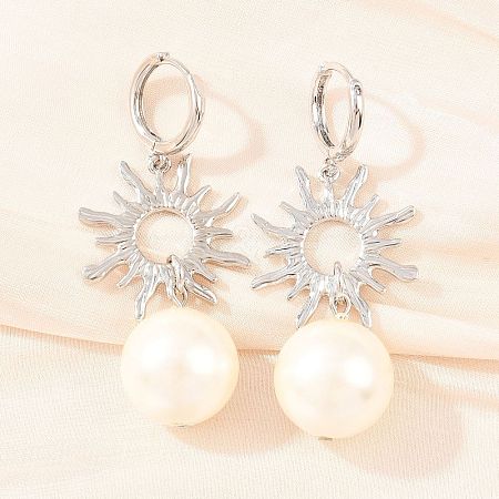 Sun Brass Hoop Earrings EJEW-Z164-13P-1