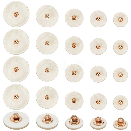 50Pcs 5 Styles 1-Hole Resin Shank Buttons BUTT-CY0001-43-1
