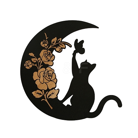 Cat and Moon Wood Wall Decoration PW-WG32354-01-1