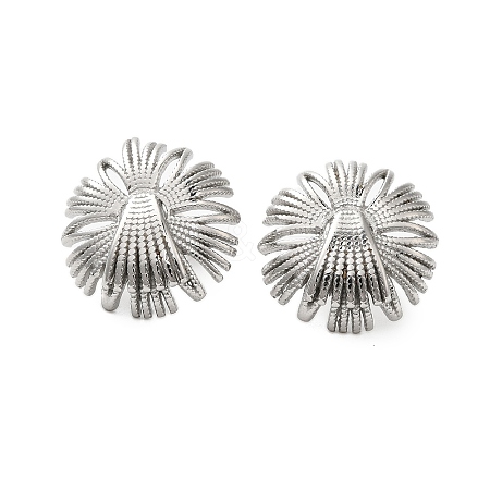 304 Stainless Steel Flower Stud Earrings EJEW-Z068-04P-1