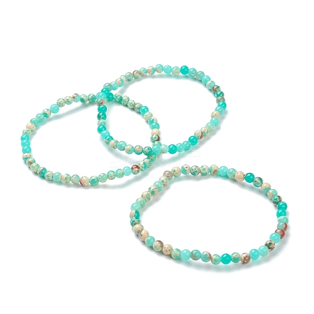 Synthetic Shoushan Stone Beaded Stretch Bracelets BJEW-A117-A-19-1