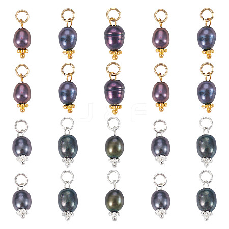 20Pcs 2 Style Natural Cultured Freshwater Pearl Pendants PALLOY-TAC0203-1