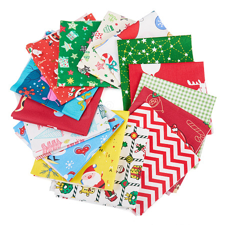 15Pcs 2 Bags 2 Styles Christmas Cotton Fabric DIY-TA0014-62-1