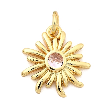 Sun Brass Micro Pave Cubic Zirconia Pendants KK-C134-11G-03-1