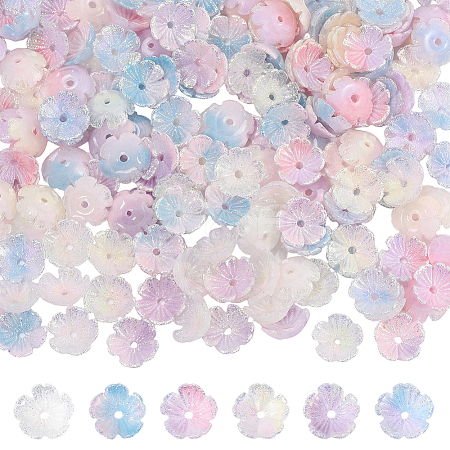 210Pcs 6 Colors Opaque Resin Bead Caps FIND-SC0022-12-1