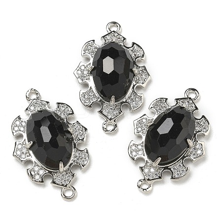 Natural Obsidian Faceted Oval Connector Charms G-G181-06P-06-1