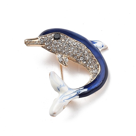 Marine Organism Alloy Rhinestone Brooches JEWB-Z034-03G-03-1