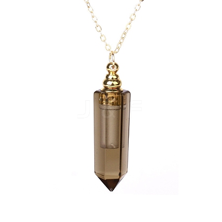 Natural Smoky Quartz Perfume Bottle Pendant Necklace PW-WG2A891-04-1