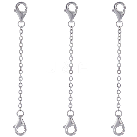3pcs 925 Sterling Silver Cable Chain Extenders STER-CN0001-29-1