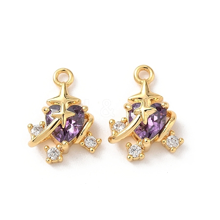 Brass Micro Pave Cubic Zirconia Pendants KK-D504-26B-G-1