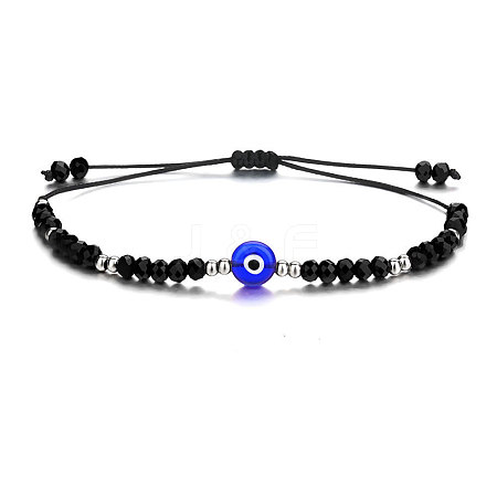 Adjustable Glass Evil Eye Brided Bead Bracelet TV3992-8-1