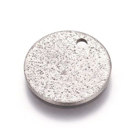 Tarnish Resistant 304 Stainless Steel Textured Pendants STAS-I098-01-12mm-P-1