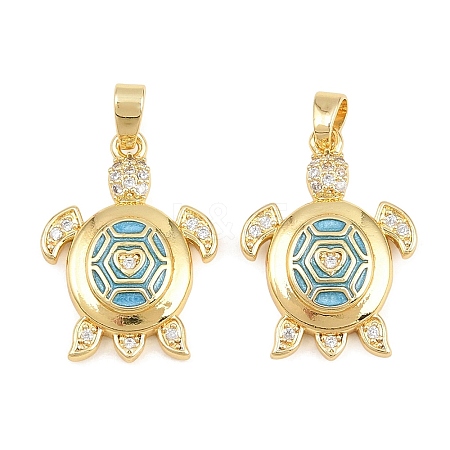 Brass Clear Cubic Zirconia Enamel Pendants KK-E800-06A-G-1