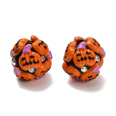 Halloween Theme Polymer Clay Rhinestone Beads with Resin RESI-Z045-02B-04-1