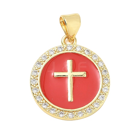 Religion Cross Brass Micro Pave Clear Cubic Zirconia Pendants CU-CBA83A6-03B-G03-1