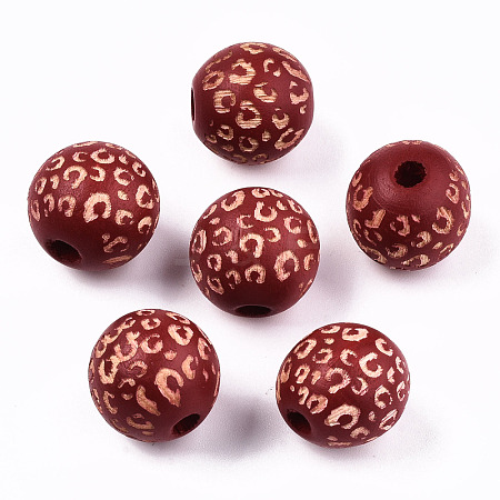 Painted Natural Wood Beads WOOD-T021-53B-08-1
