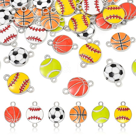 36Pcs 6 Styles Alloy Enamel Connector Charms ENAM-YW0008-07-1