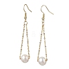 Natural Cultured Freshwater Pearl Beads with Brass Dangle Earrings X-EJEW-JE05757-1