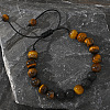 Natural Lave Rock & Tiger Eye Round Beads Braided Bead Bracelets AW3107-2-2