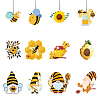 Bees Theme Wooden Pendant Decorations WOOD-WH0037-003-1