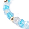 3Pcs 3 Style Moon & Sun & Star Alloy Enamel Charm Stretch Bracelets Set with Glass for Women BJEW-JB08007-7