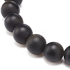 Natural Golden Sheen Obsidian Round Beaded Stretch Bracelet BJEW-JB08453-4