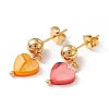 Synthetic Shell Heart Pendant Double Layer Necklaces and Dangle Stud Earrings SJEW-F217-05A-G-5