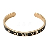 304 Stainless Steel Black Enamel Roman Numerals Open Cuff Bangles for Women SA-CBAC920-14G-4