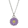Alloy Enamel Sunflower Pendant Necklace with 304 Stainless Steel Chains NJEW-JN04412-02-5