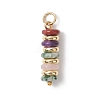 Natural Green Aventurine & Rose Quartz & Lemon Jade & Red Jasper & Jade & Synthetic Malachite & Brass Disc Pendants PALLOY-JF04941-2