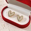 Brass Micro Pave Clear Cubic Zirconia Stud Earrings for Women EJEW-F352-06G-4