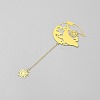 Chinese Style Brass Whale Sun Charms Bookmarks with Chain AJEW-Z042-01G-2