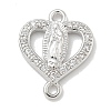 Rack Plating Brass Micro Pave Clear Cubic Zirconia Religion Heart Virgin Mary Connector Charms KK-L224-099P-03-1