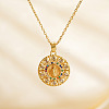 Vintage Brass Pave Cubic Zirconia Hollow Round Religion Virgin Mary Pendant Necklaces for Women EZ3168-2-3