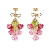 Glass Beads Flower Dangle Stud Earrings EJEW-TA00595-4