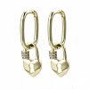 Brass Micro Pave Clear Cubic Zirconia Dangle Huggie Hoop Earrings EJEW-S201-218-NF-1