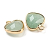 Natural Green Aventurine Faceted Heart Charms G-Q006-07G-07-2