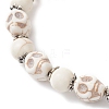 4Pcs 4 Colors Halloween Dyed Synthetic Turquoise Skull & Round Beaded Stretch Bracelet Sets for Men Women BJEW-JB12255-5