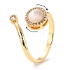 Flat Round Cat Eye Rotatable Cuff Ring for Calming Worry Meditation RJEW-P025-02-4