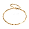 201 Stainless Steel Rectangle Link Chain Bracelets for Women BJEW-G767-01C-G-4