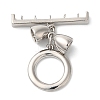 Brass Micro Pave Clear Cubic Zirconia Toggle Clasps KK-N254-77P-3