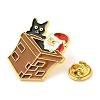 Christmas Santa Claus & Chimney & Cat Enamel Pins for Women JEWB-D017-03A-G-3