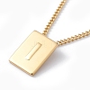 Stainless Steel Initial Letter Rectangle Pendant Necklace for Men Women LS-NJEW-E090-01G-09-1