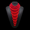 Round Wood Beaded  Multi Layered Bib Necklaces for Women FS-WG9E278-03-1