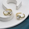 Rack Plating Brass Micro Pave Clear Cubic Zirconia Cuff Finger Rings for Women RJEW-M028-49G-7