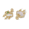 Brass & Shell & Clear Cubic Zirconia Pendants KK-G497-19G-2
