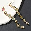 Rectangle with Teardrop Brass Micro Pave Cubic Zirconia Dangle Stud Earrings EJEW-G452-10G-2
